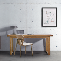 Bureau d'ordinateur moderne en teck, tendance, confortable, durable et écoresponsable, avec 1 tiroir et pieds trapézoïdaux, fabrication indonésienne.