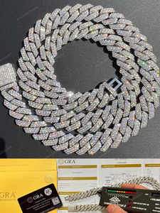 Cadena Cubana de Miami de Plata de Ley 925 Chapada en Oro de 12 mm y 24 Pulgadas con Moissanita, Collar de Joyería de Estilo Simple y Lujoso - Product Image 2