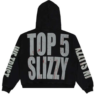 Invierno grueso personalizado DTF DTG Rhinestone Sudadera con capucha para hombres ropa de calle de gran tamaño pulóver moda sudadera al por mayor - Product Image 2