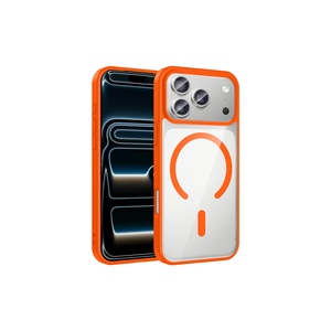 Coque en silicone MagSafe pour iPhone 17 Pro Max, anti-traces de doigts, protection intégrale, design Orange Ins, compatible avec la charge sans fil - Product Image 1