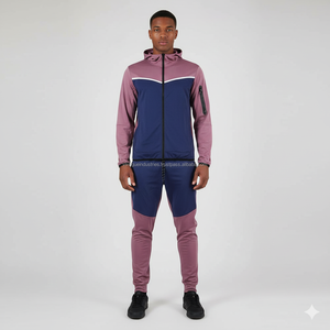Chándales personalizados con cremallera desgastada para gimnasio, conjuntos atléticos lavados con ácido, joggers elásticos con capucha, chándal de invierno para gimnasio de peso pesado - Product Image 1