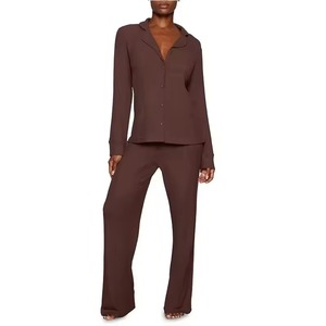 Lightweight high quality breathable OEM ladies pajama spring summer season Wholesale Long Sleeve Pajamas for Women's Sleepwear - Product Image 2