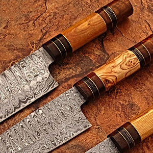 Ensemble de couteaux de chef de cuisine en acier damas faits à la main japonais de 8 pouces Lame en acier au carbone inoxydable de haute qualité Taille de 5 pouces - Product Image 6