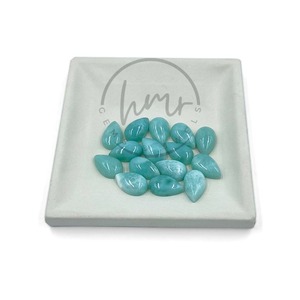 Piedras preciosas sueltas de alta calidad, hermoso Larimar Natural, forma de pera lisa, cabujón plano, cuarzo azul, venta al por mayor para la fabricación de joyas - Product Image 2