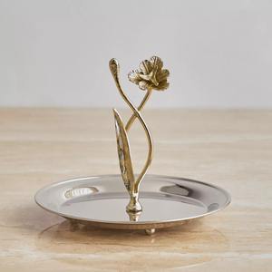 Lot de 3 bols décoratifs bas orchidées finition argentée pièces élégantes parfaites pour la table de bureau à domicile ou la fête d'Inde - Product Image 1