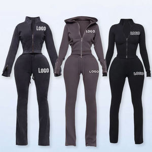 Conjunto Deportivo de Invierno para Mujer de Alta Calidad, con Cremallera, Pantalones Holgados de Cintura Alta Elástica y Top, Dos Piezas - Product Image 5