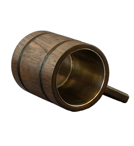 Taza de madera de acacia hecha a mano pulida natural de diseño único para beber con acero inoxidable Fabricante al por mayor Nuevo estilo - Product Image 1