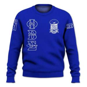 Phi Beta Sigma Beta 1914 Suéter de punto Acrílico Chenille Letras griegas Fraternidad Azul Blanco Suéter Ropa - Product Image 3