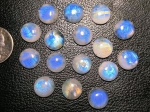 Cabochons ronds en pierre de lune arc-en-ciel de qualité AAA 12mm, bleu naturel, lot de 8 pierres précieuses en vrac - Product Image 4