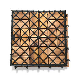 Carreaux de terrasse modernes en bois d'acacia 12mm 18 lamelles Design imbriqué Patio de jardin Installation facile Finition lisse Style naturel - Product Image 3