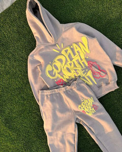 New Arrival 2-Piece Heavyweight Winter Jogger Set <b>Top</b> Notch Quality 400 Gsm Breathable Fabric Trendy Puff Printing Custom Logo - Product Image 4