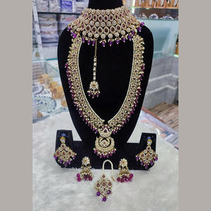 Ensemble de bijoux fantaisie plaqué or de qualité supérieure pour mariée, usage quotidien et soirée - Product Image 4