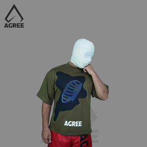 T-shirt Homme Classique 100% Coton Épais Col Rond Coupe Ample Épaules Tombantes Séchage Rapide Écologique Respirant Vert Olive - Product Image 2