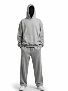 ชุดเสื้อมีฮู้ดและกางเกงวอร์มแฟชั่นสำหรับผู้ชายโอเวอร์ไซส์กางเกงขาบานแนวสตรีท500 GSM พรีเมี่ยม - Product Image 4