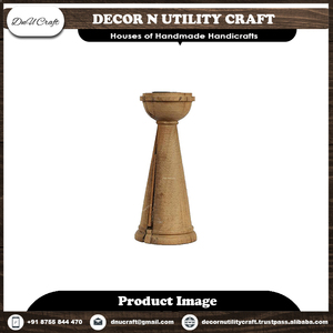 Support à bougie en bois rond en bois de manguier naturel, décoration d'intérieur écologique, fait main pour la maison et les mariages - Product Image 5
