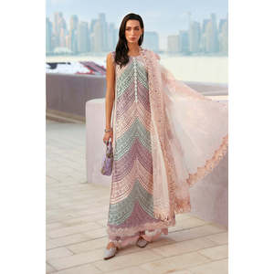 Maria.B. Colección de Lujo para Eid 2026 D-2612-B TC-1532 Algodón Pakistaní Estampado Digital Floral Melocotón Sin Arrugas - Product Image 1