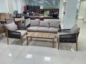 Sofá de teca convertible de lujo y chaise para todo tipo de clima, juego de patio de madera maciza para sala de estar, muebles plegables - Product Image 6