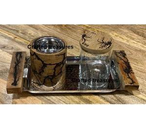 Wooden & Resin bakhoor Incense <b>Burner</b> Tray Set With Storage Box & <b>Candle</b> Holder Muabkhar For Home Decor Restaurant At Best Price - Product Image 1