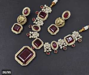 Elegant Antique Gold Plated Necklace and <b>Earring</b> Set With Kundan Studded Square Shape Designer Jewelry Women Perfect for Gifting - Product Image 3