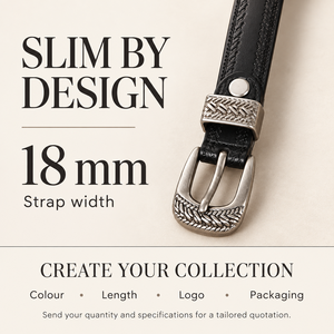 <span class=keywords><strong>Cintura</strong></span> Sottile in Vera Pelle per <span class=keywords><strong>Donna</strong></span> con Fibbia Argentata Intagliata Personalizzata per Jeans e Abiti OEM - Product Image 5