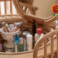 Le plus récent ensemble unique de vanité et de tabouret en rotin naturel fait à la main de meilleure qualité pour la décoration de la maison fabriqué au Vietnam grossiste