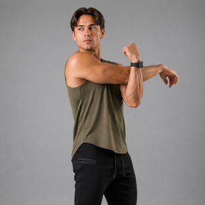 Camiseta sin mangas con capucha para hombre, para culturismo, transpirable, de algodón, para entrenamiento, color verde oliva, talla XL - Product Image 4