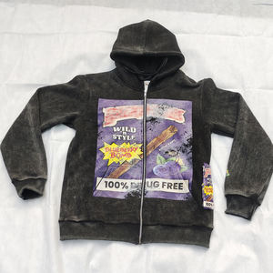 Sudadera con Capucha Oversize de Algodón 100% Felpa Transpirable con Lavado Ácido Estilo Vintage, Diseño Liso para Invierno, Estilo Urbano - Product Image 1