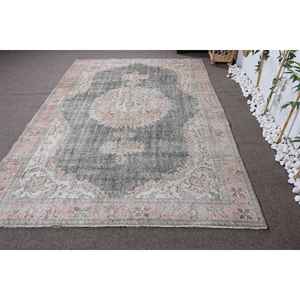 Tapis vintage 6,4x9,9 pieds, gris beige, tapis turc en laine du sud-ouest - Product Image 1