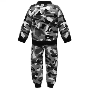 Haute qualité enfants vêtements ensembles deux pièces garçons pantalons de survêtement survêtement ensemble coton fermeture éclair couleur unie survêtement pour enfants respirant - Product Image 4