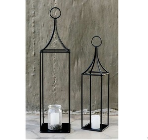 Wicket Top Quality New Unique Design Best Selling With Cylinder Glass High Quality Matte Black Candle <b>Lantern</b> Hurricane - Product Image 3