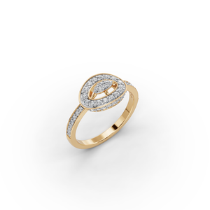 Bague ovale en or jaune 14K, platine et rhodium, sertie d'un halo géométrique, certifiée IGI, idéale pour les fiançailles - Product Image 4