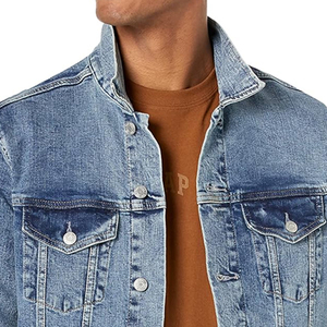 Prix bas 100% Denim vestes hommes décontracté couleur unie poche veste pour hommes Style haute qualité hommes vêtements jean veste oem - Product Image 6
