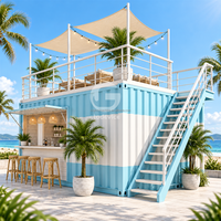 Café-restaurant Etodevice sur deux étages, conteneur maritime de 20 pieds entièrement équipé, bar mobile en conteneur avec terrasse sur le toit