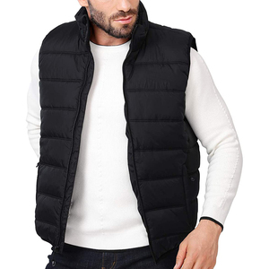 Nouvelle Arrivée Gilet matelassé sans manches pour homme à col montant avec motif lettres, deux poches latérales zippées, style streetwear hiver - Product Image 2