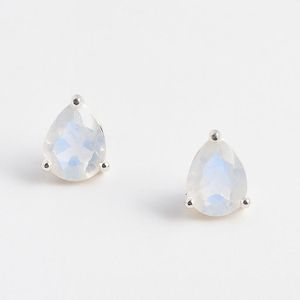 Wholesale Sterling Silver Rhodium Plated Rainbow <b>Moonstone</b> Pear Cut Stud <b>Earrings</b> Romantic Natural Gemstone Anniversary Gift - Product Image 5