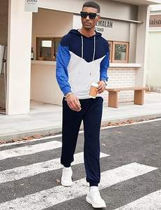Survêtement en molleton lourd 100% coton bleu personnalisé pour hommes, ensemble de sweat-shirts et de pantalons de survêtement, fabricant de survêtements - Product Image 2