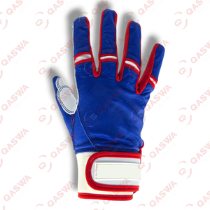 ถุงมือตีเบสบอลซอฟต์บอลปรับแต่งได้หนังคาบาเรต้าสีแดงขาวและน้ำเงิน - Product Image 1