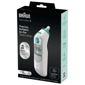 Thermomètre auriculaire numérique BraunThermoScann 5, affichage numérique, tous âges, blanc, IRT6500US - Product Image 2