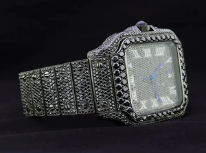 Iced Out Moissanite Diamond Rectángulo Mecánico Acero inoxidable Cristal Casual Reloj para hombre - Product Image 3
