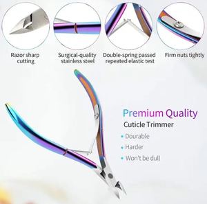 Pince à cuticules professionnelle en acier inoxydable coupe-cuticules outils de cuticules d'ongles extrêmement pointus avec couleur arc-en-ciel - Product Image 5
