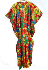 Kaftan de algodón multicolor para mujer, ropa de playa hecha a mano, maxi vestido - Product Image 4