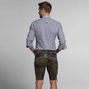 Pantalones cortos de Lederhosen bávaros para hombre de gamuza sintética con Tirantes ajustables bordado decorativo para Oktoberfest y fiestas - Product Image 6