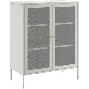 Meuble de rangement d'appoint en métal, finition enduite de poudre gris clair, design élégant et durable, idéal pour n'importe quelle pièce - Product Image 1