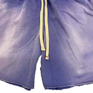 กางเกงขาสั้นผู้ชายผ้าโพลีเอสเตอร์100% น้ำหนักมากผ้าคอตตอนผ้าย่นซีดจางพร้อมกระเป๋าแนววินเทจปักลาย - Product Image 4