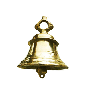 Solid Brass Ships Bell Wall Mountable - Clear <b>Ring</b> for Indoor and Outdoor Use Solid Brass Heavy Cow Bell Size 7 Inch - Product Image 1