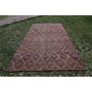 Tradicional rojo Beige Vintage turco gran área alfombra 6,2 X 11.1ft rectángulo 10mm lana látex nuevo para pasillo habitación Patchwork - Product Image 1