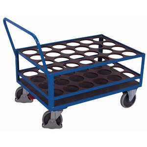 Chariot à bacs en acier Variofit pour usage industriel extérieur, capacité de charge 500 kg, pneus en caoutchouc thermoplastique à quatre roues, chariots à bacs OEM - Product Image 1