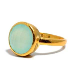 Bague en calcédoine Aqua pour femmes, bracelet fait à la main, Vintage, magnifique cadeau de mariage - Product Image 1
