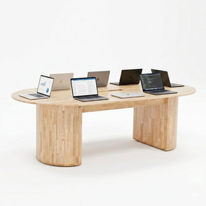 Minimalist Modern <b>Office</b> Furniture 240x120cm Oval Meeting <b>Table</b> BH68011 Made of Rubber Wood for Conference Room Hotel School - Product Image 1