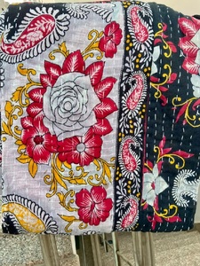 Handmade Bangali Kantha <b>Quilt</b> Throw Blankets Beautiful Bohemian Bedding Blankets <b>Vintage</b> Cotton Kantha <b>Quilts</b> - Product Image 2
